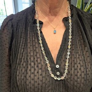 Murano glass necklace clear, 32"